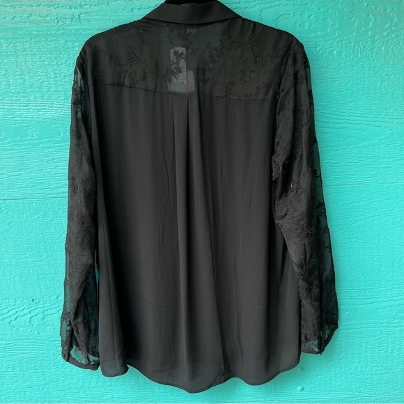 Stitch Fix Goth Black Lissa Embroidered Chiffon Button Front Blouse SIZE XXL NWT - Picture 4 of 8